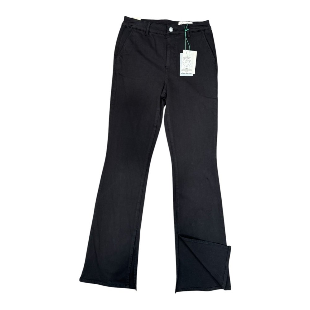 Cosmic Blue Love Jeans Size 27 High Rise Ankle Slits Bootcut Black Stretch Denim